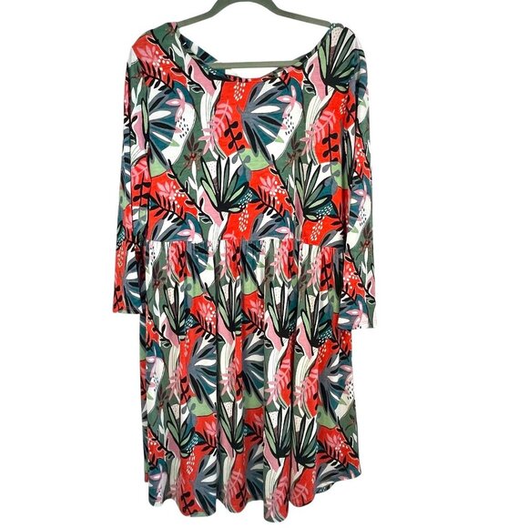 NWT Pullover Tropical Print Haute Destination Dress Size 2XL Stretchy Packable - Picture 1 of 15